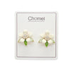 Enamel Flower With Crystal Earrings