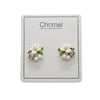 Enamel Flower With Crystal Earrings