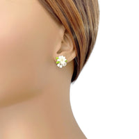 Enamel Flower With Crystal Earrings