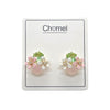 Enamel Flower With Crystal Earrings