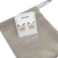 Enamel Butterfly With Cubic Zirconia Earrings
