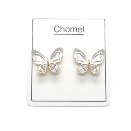 Enamel Butterfly With Cubic Zirconia Earrings