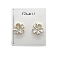 Enamel Flower With Cubic Zirconia Earrings