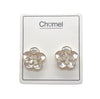 Enamel Flower With Cubic Zirconia Earrings