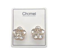 Enamel Flower With Cubic Zirconia Earrings