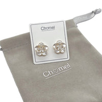 Enamel Flower With Cubic Zirconia Earrings
