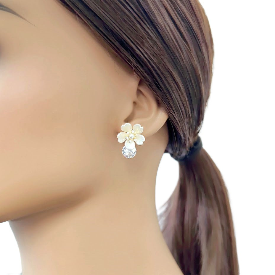 Flower Cubic Zirconia Earrings