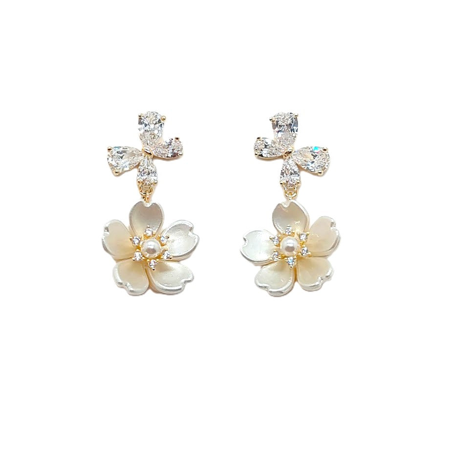 Butterfly & Flower Cubic Zirconia Earrings