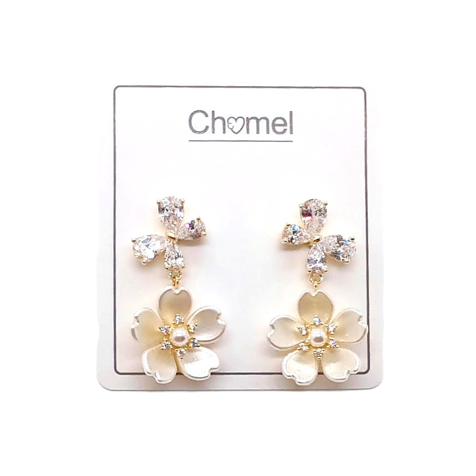Butterfly & Flower Cubic Zirconia Earrings