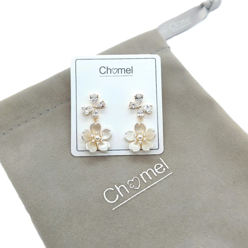 Butterfly & Flower Cubic Zirconia Earrings