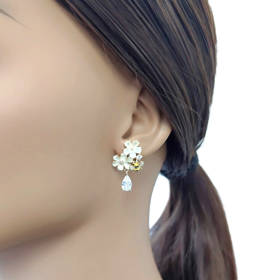 Flower Cubic Zirconia Earrings