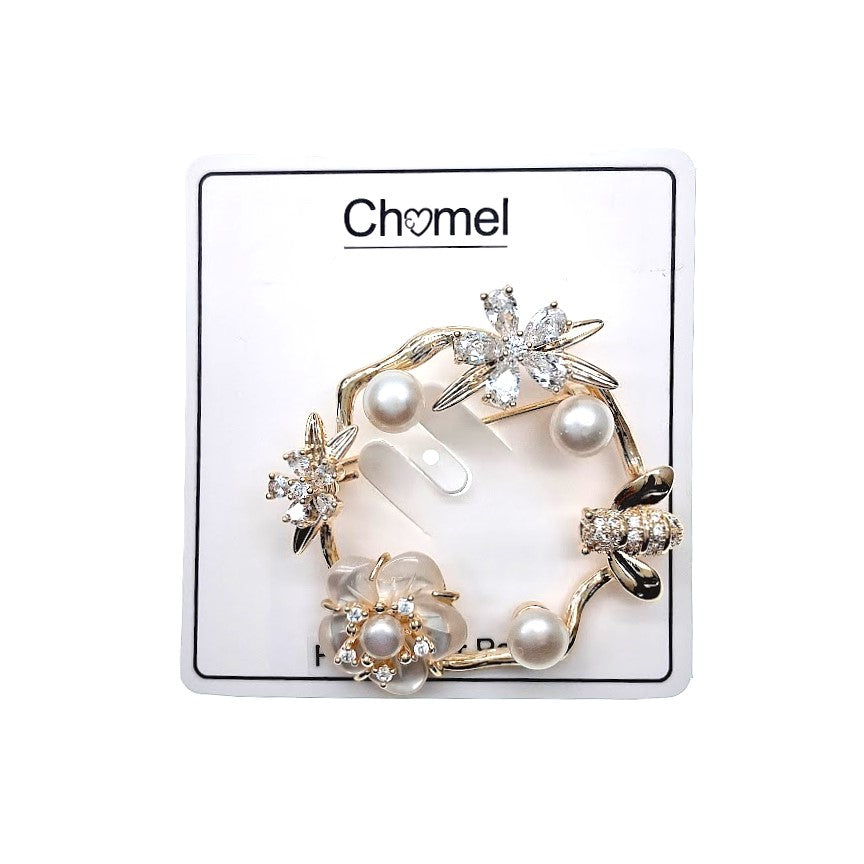 Flower Mother Of Pearl & Freshwater Pearl Brooch