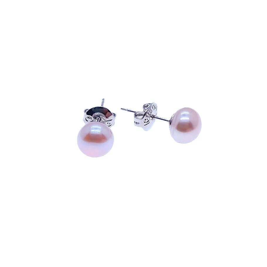 Freshwater Pearl Button Earrings