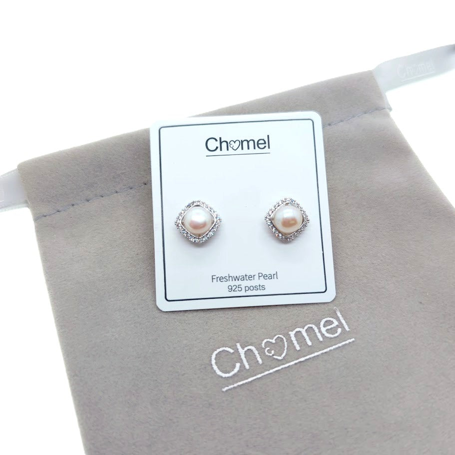 Freshwater Pearl & Cubic Zirconia Earrings