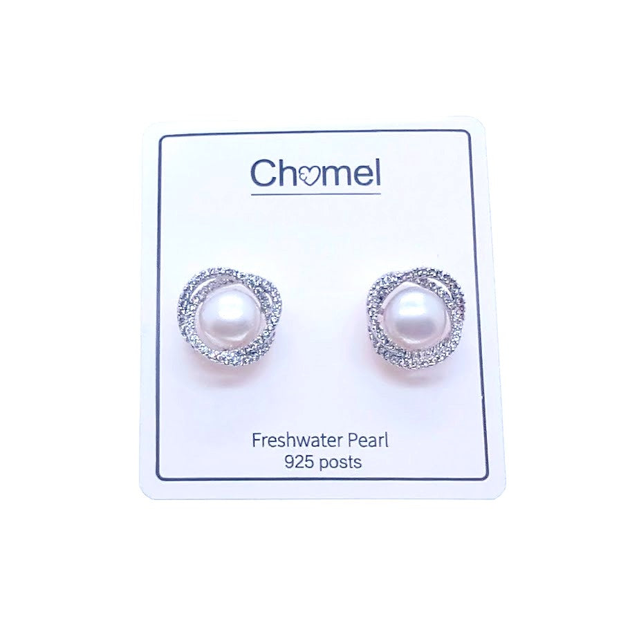 Freshwater Pearl & Cubic Zirconia Earrings