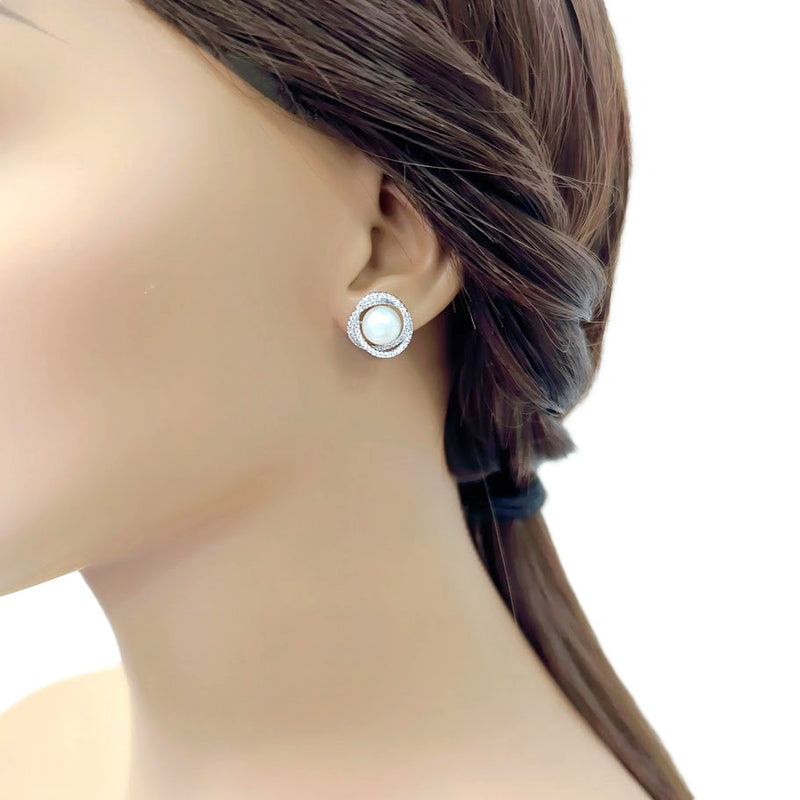 Freshwater Pearl & Cubic Zirconia Earrings