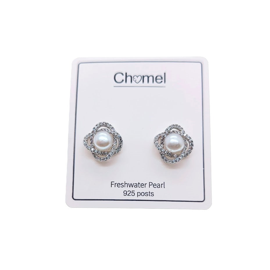 Freshwater Pearl  & Cubic Zirconia Earrings