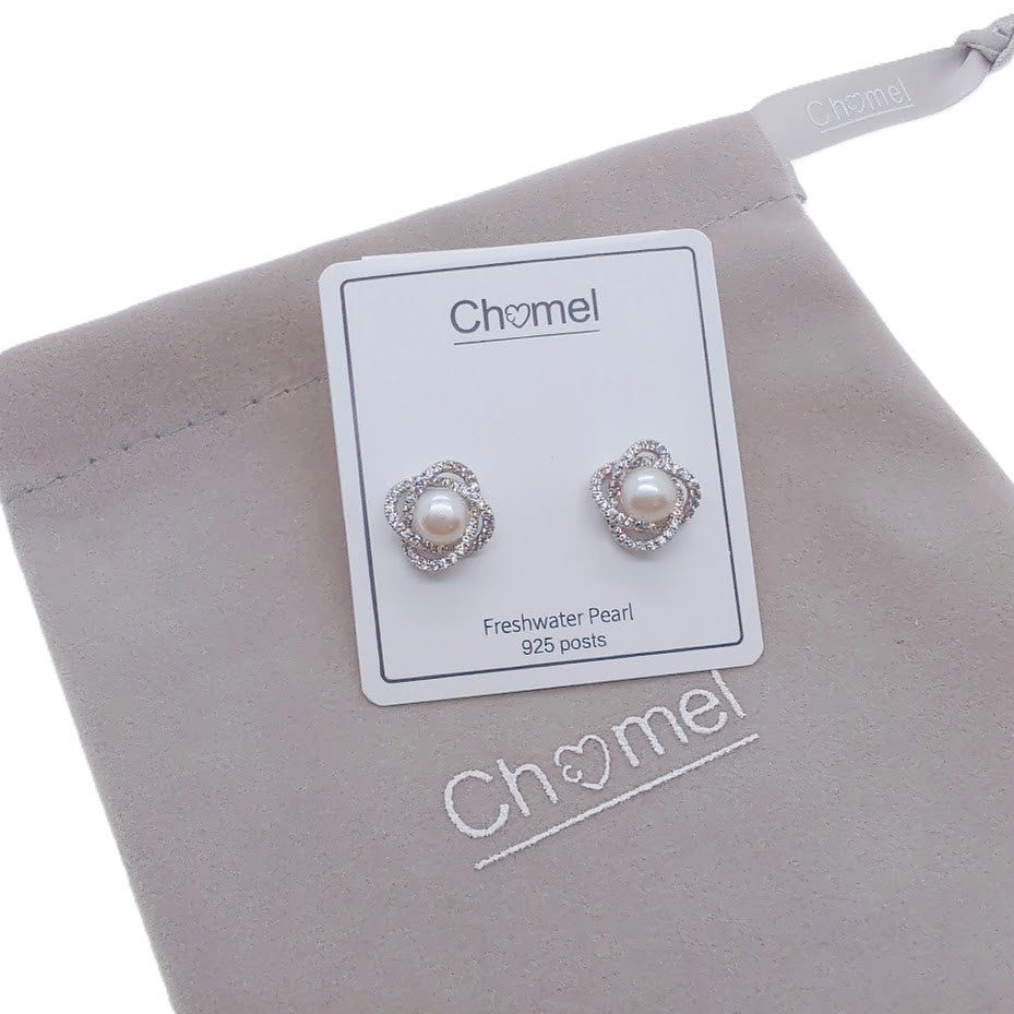Freshwater Pearl  & Cubic Zirconia Earrings