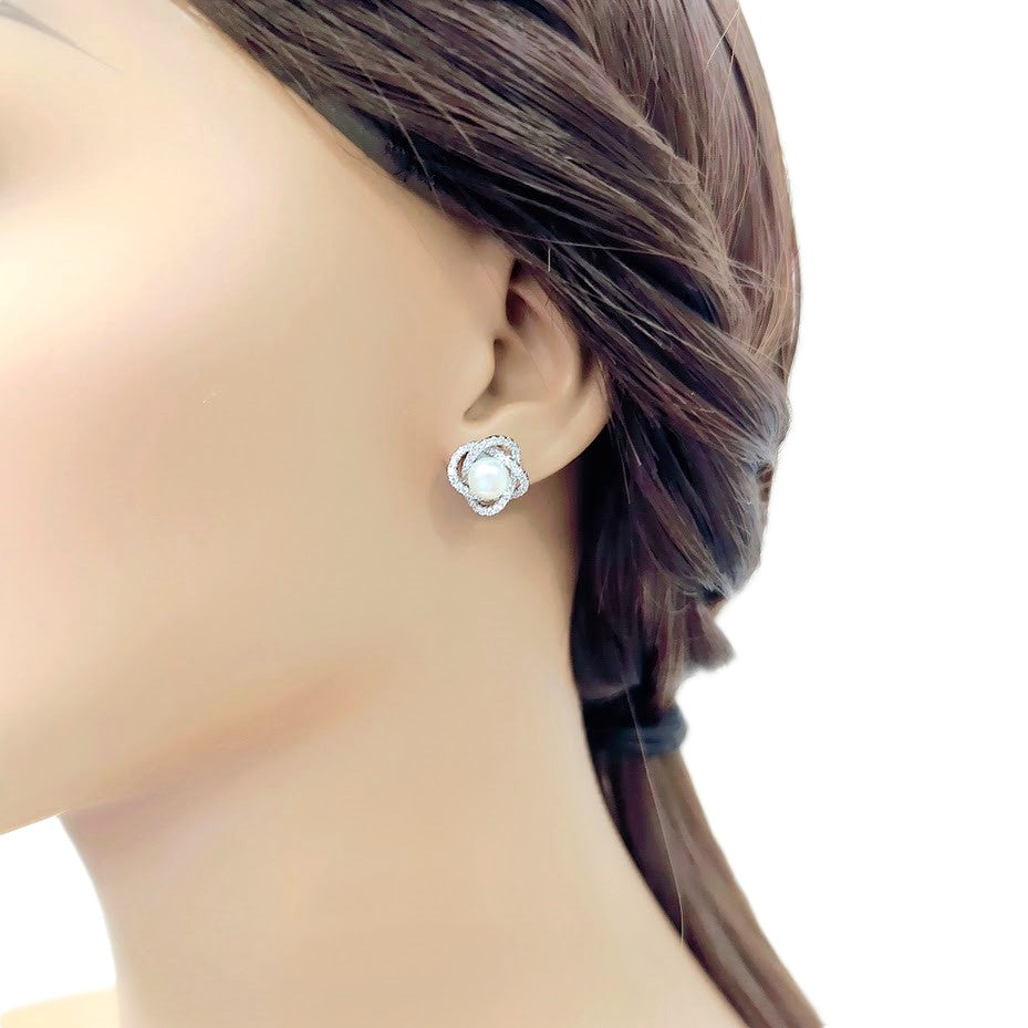 Freshwater Pearl  & Cubic Zirconia Earrings