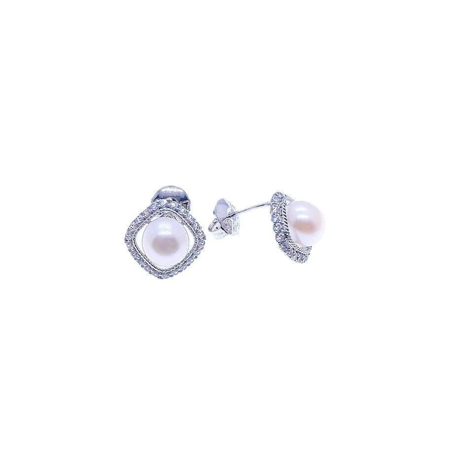 Freshwater Pearl & Cubic Zirconia Earrings