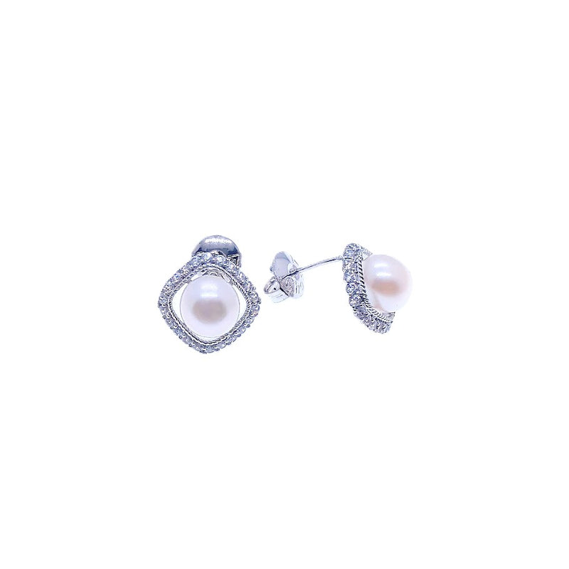 Freshwater Pearl & Cubic Zirconia Earrings