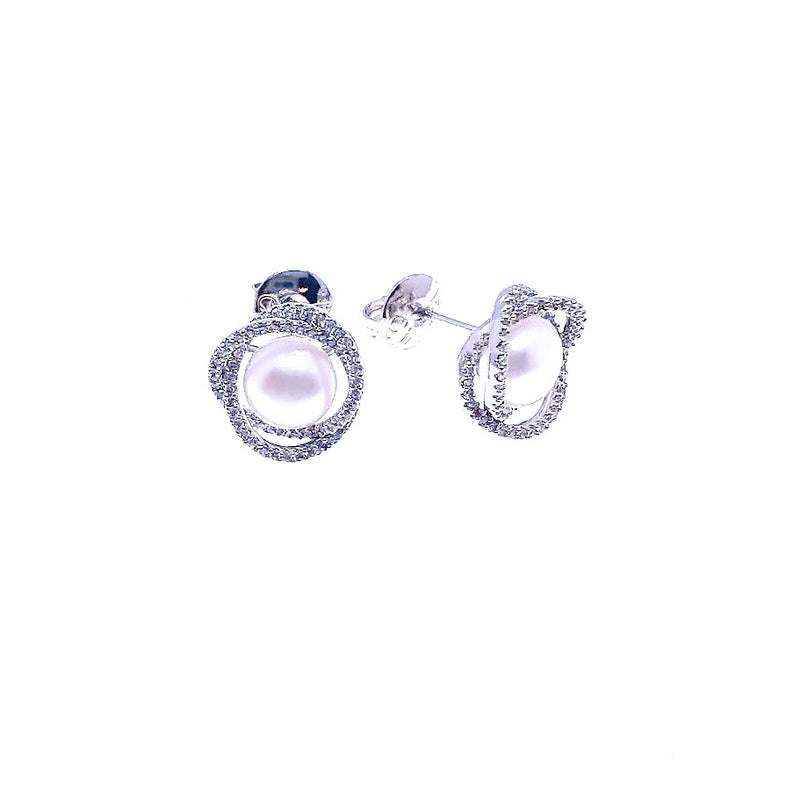 Freshwater Pearl & Cubic Zirconia Earrings