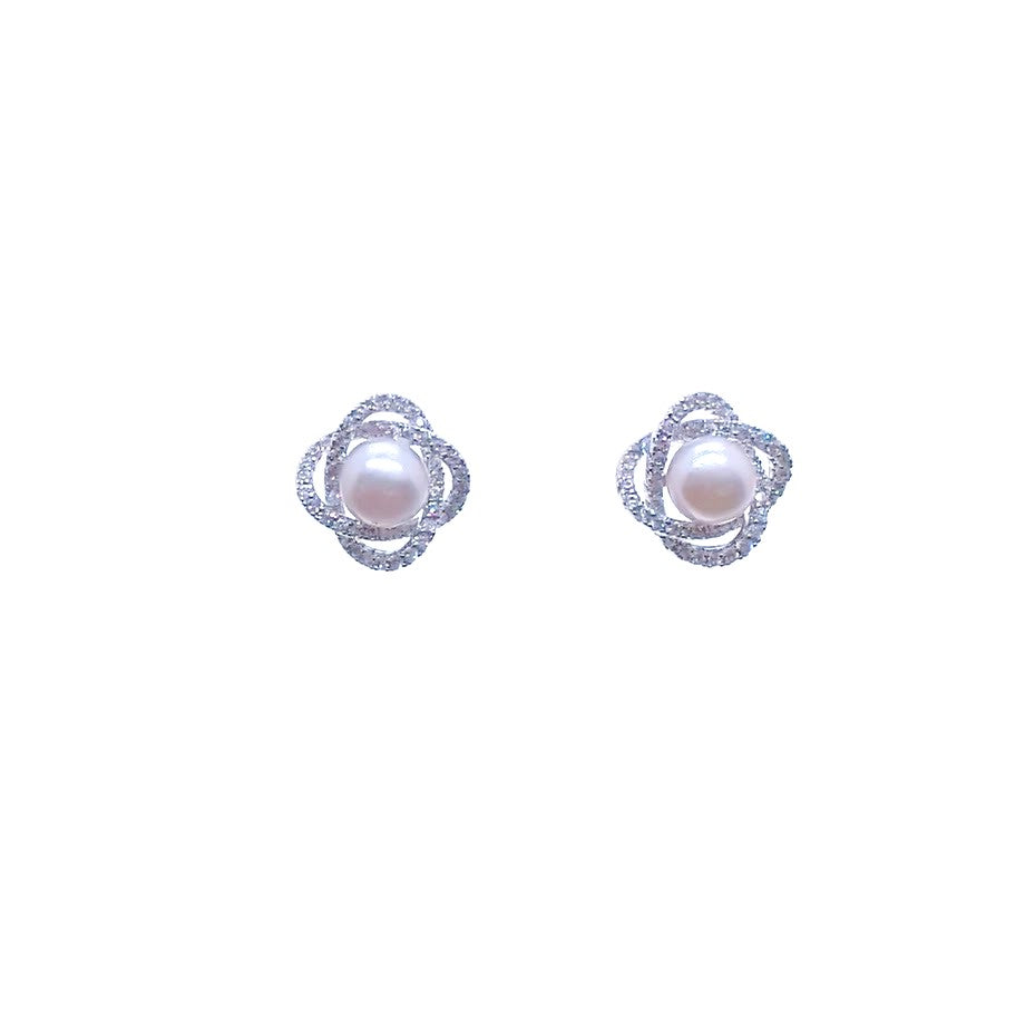 Freshwater Pearl  & Cubic Zirconia Earrings