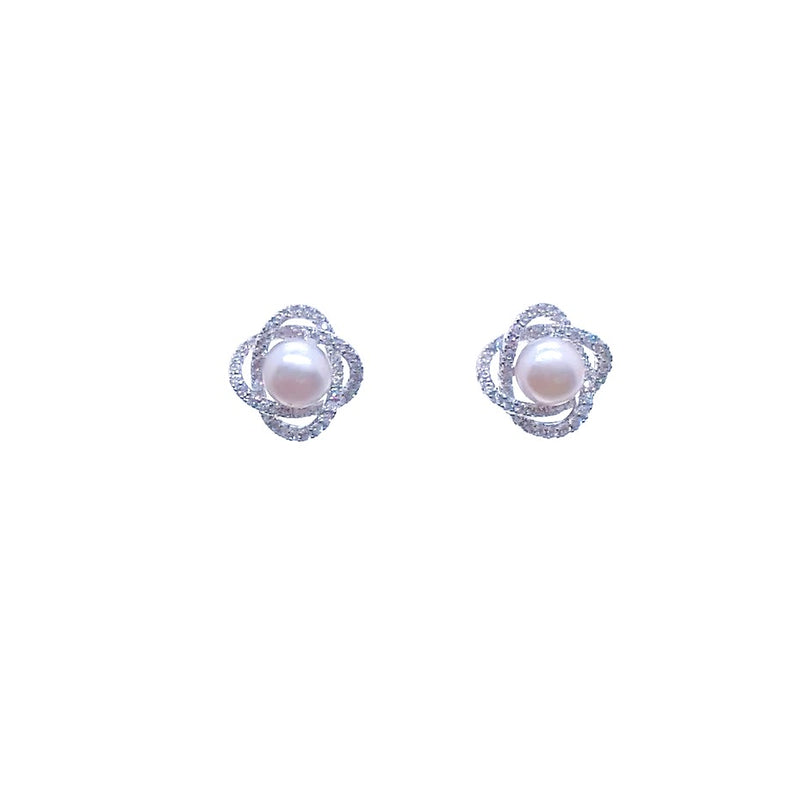 Freshwater Pearl  & Cubic Zirconia Earrings