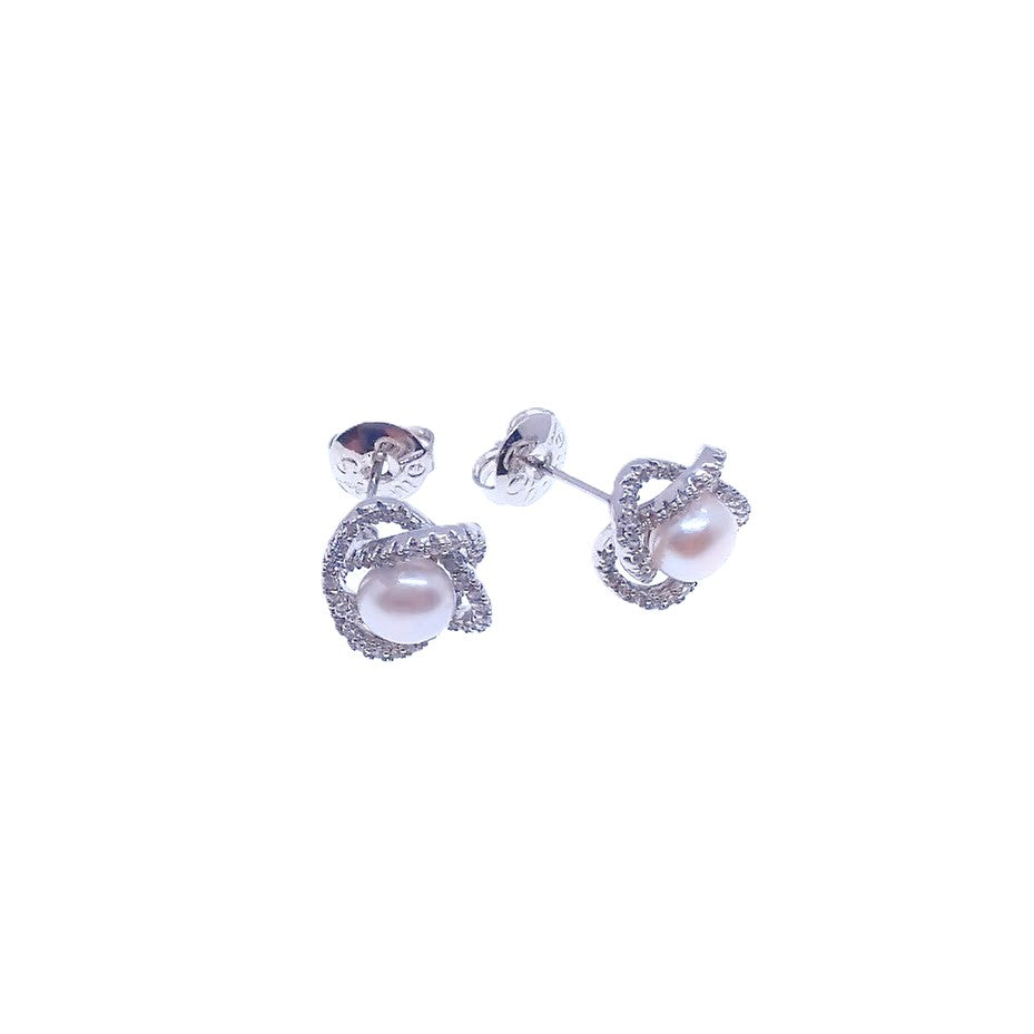 Freshwater Pearl  & Cubic Zirconia Earrings