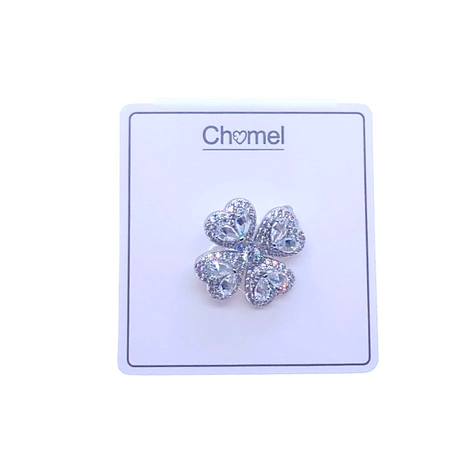 Clover Leaf Cubic Zirconia Brooch