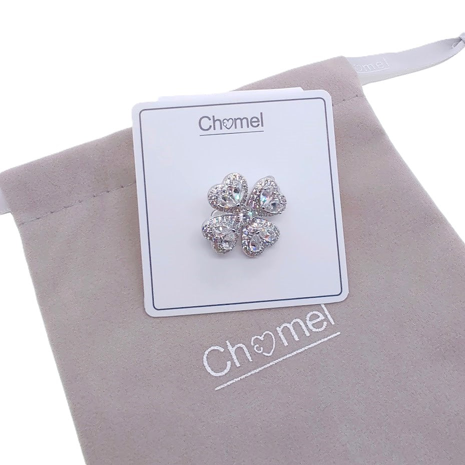 Clover Leaf Cubic Zirconia Brooch