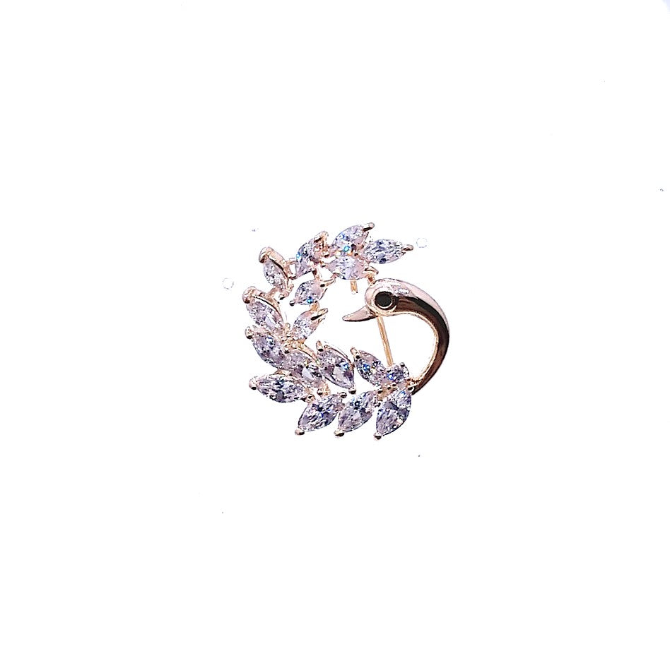 Swan Cubic Zirconia Brooch