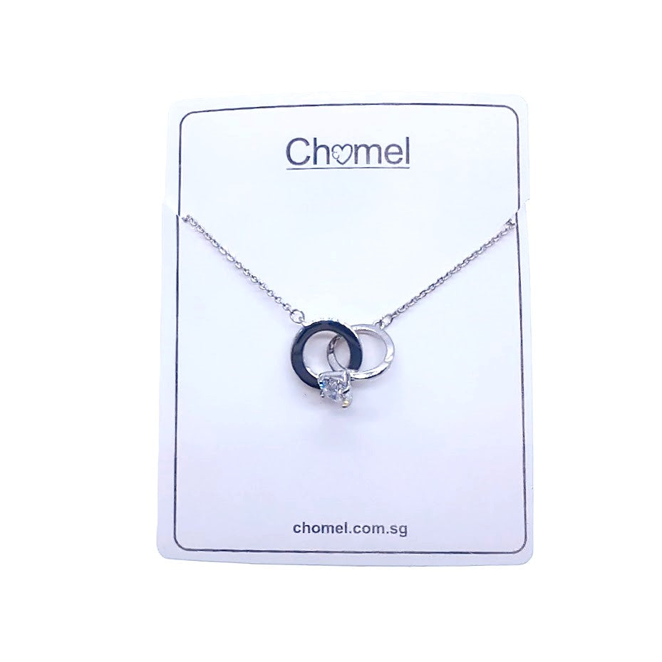 Interlocking Ring Cubic Zirconia Necklace - CHOMEL