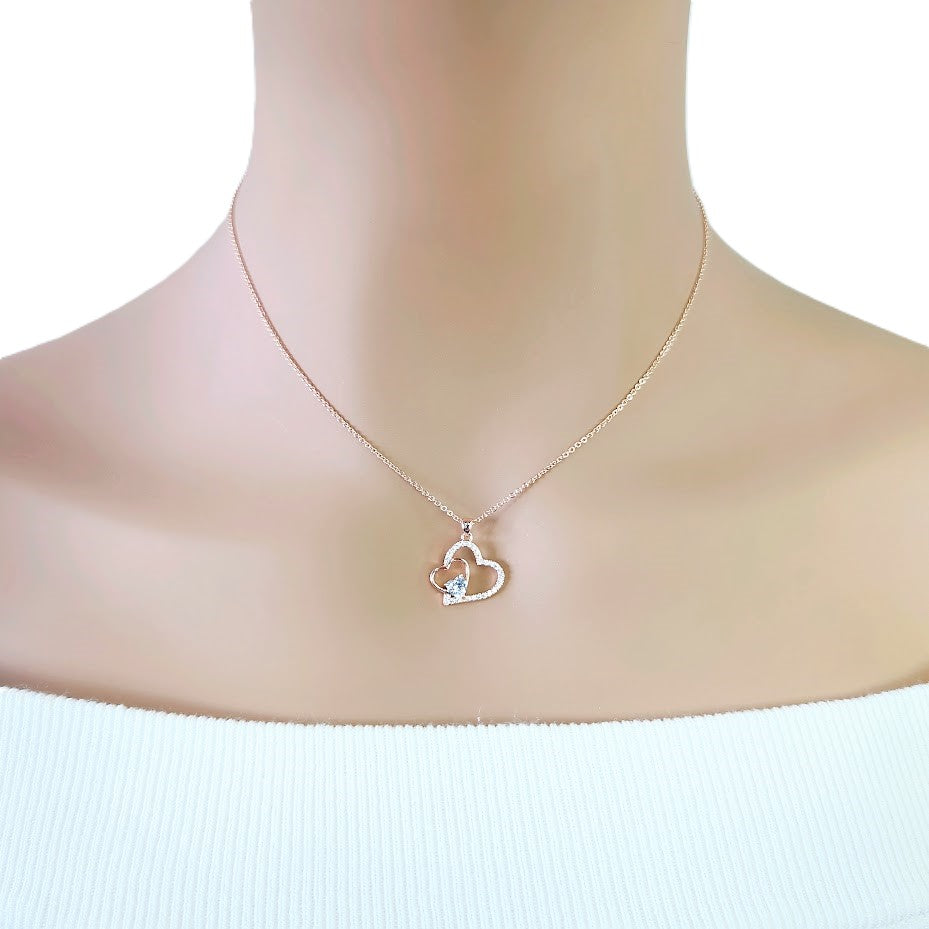 Heart Cubic Zirconia Necklace - CHOMEL
