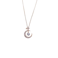 Moon & Star Cubic Zirconia Necklace - CHOMEL