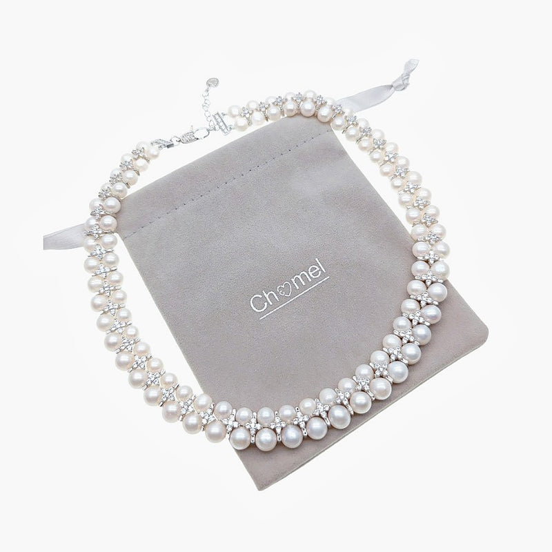 Freshwater Pearl Choker with Cubic Zirconia