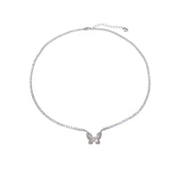 Butterfly Mother Of Pearl & Cubic Zirconia Necklace - CHOMEL