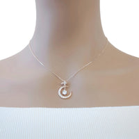 Moon & Star Cubic Zirconia Necklace - CHOMEL