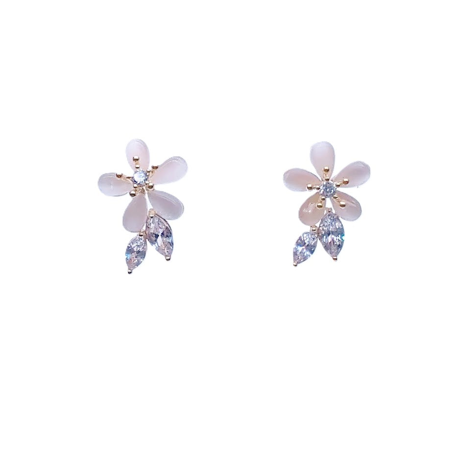 Flower Simulated Moonstone Earrings - CHOMEL