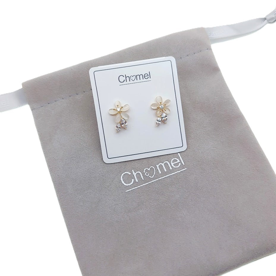 Flower Simulated Moonstone Earrings - CHOMEL