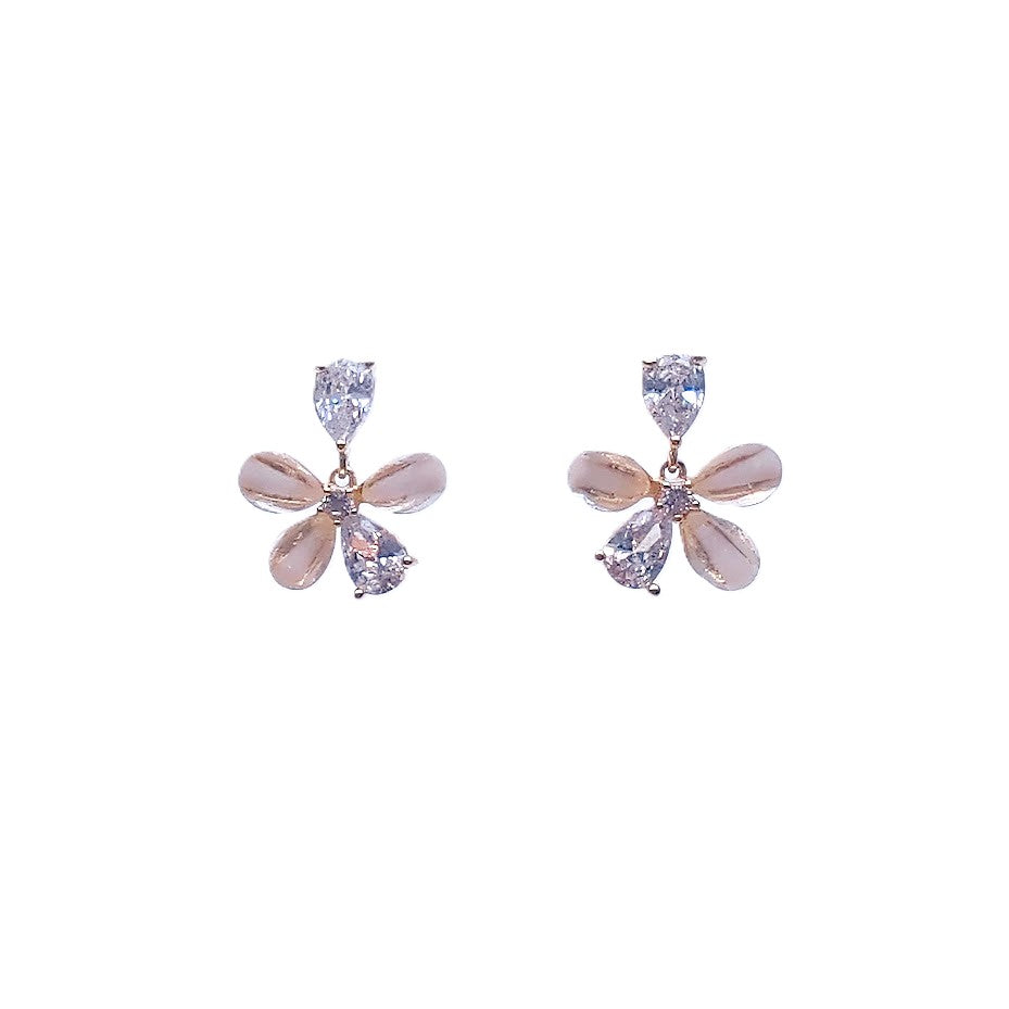 Flower Simulated Moonstone Earrings - CHOMEL
