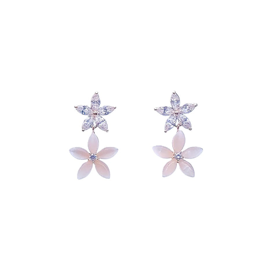 Flower Simulated Moonstone Earrings - CHOMEL