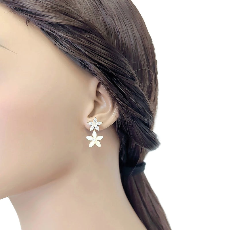 Flower Simulated Moonstone Earrings - CHOMEL