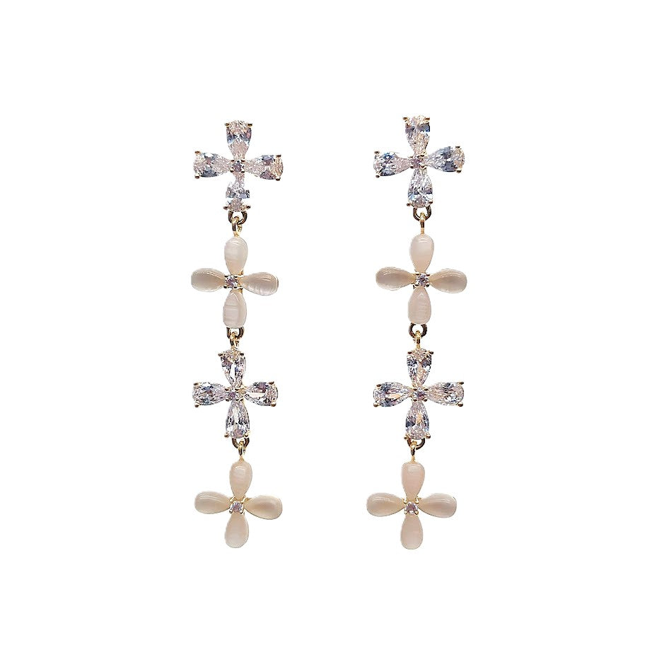 Flower Simulated Moonstone Earrings - CHOMEL