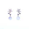 Simulated Moonstone Flower Earrings - CHOMEL
