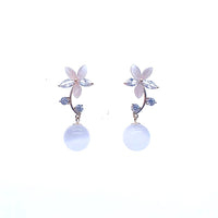Simulated Moonstone Flower Earrings - CHOMEL