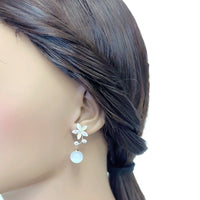 Simulated Moonstone Flower Earrings - CHOMEL