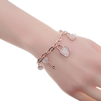 Lock & Key Simulated Moonstone Charm Bracelet - CHOMEL