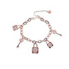 Lock & Key Simulated Moonstone Charm Bracelet - CHOMEL