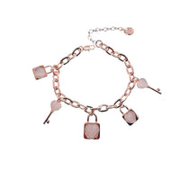 Lock & Key Simulated Moonstone Charm Bracelet - CHOMEL